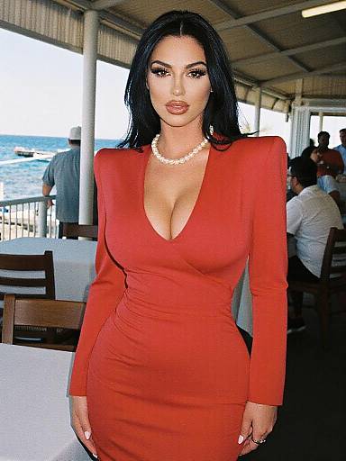 Chic Red Dress by Seaside Restaurant