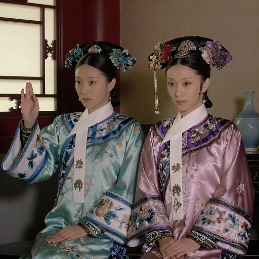 Elegant East Asian Women in Silk Robes