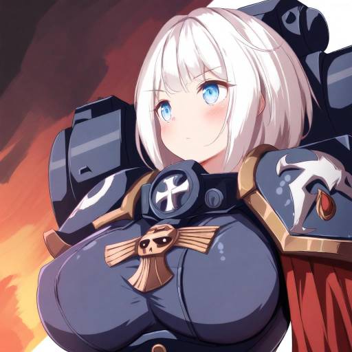 Illustration of Adepta sororitas, warhammer 40k in the style of Mochiyuki