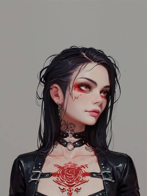 Young Woman in Leather Dress Portrait