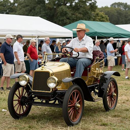 Vintage Brass Car at Antique Show