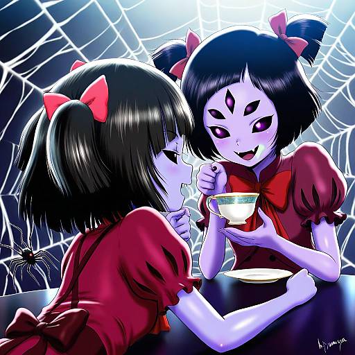 Illustration of Muffet, undertale in the style of Hiyama yuu (wee259hiyama)