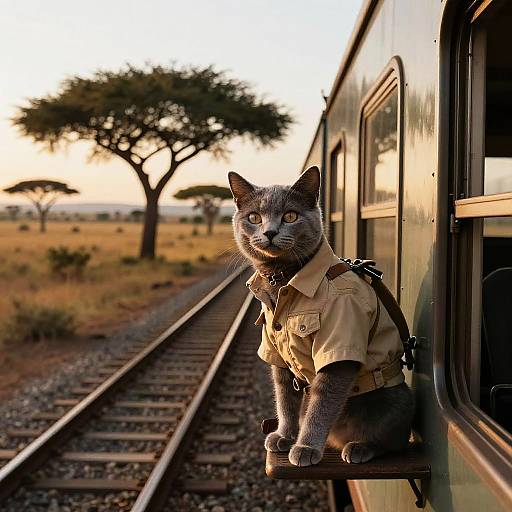 Explorer Cat on Savannah Train Ride