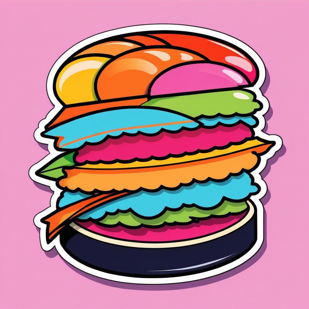 Vibrant Sushi Pop Art Sticker Design