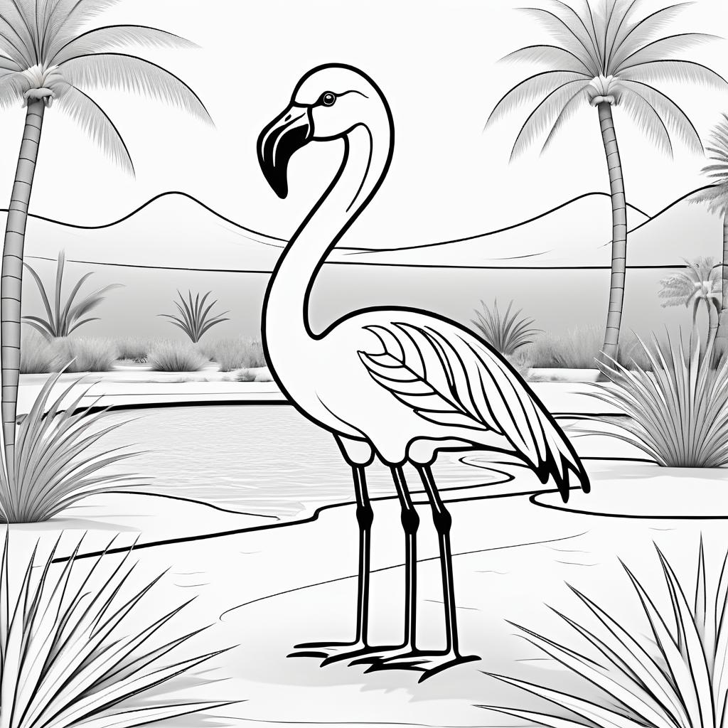 Cute Flamingo Coloring Page for Kids