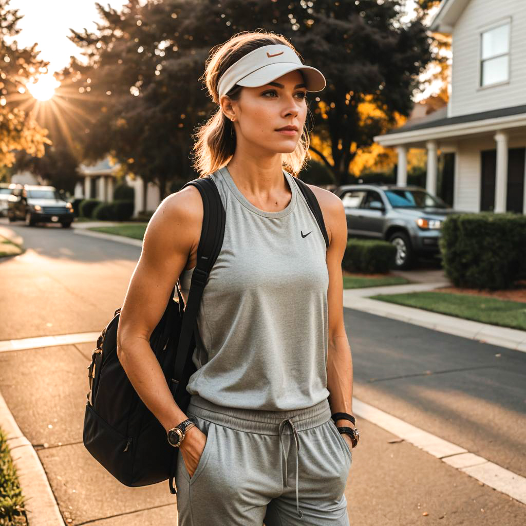 Elegant Fitness Fashion in Autumn Glow