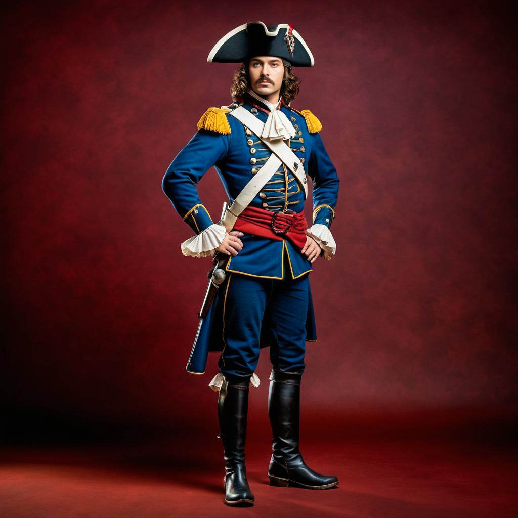 Surprised Musketeer in Vintage Uniform