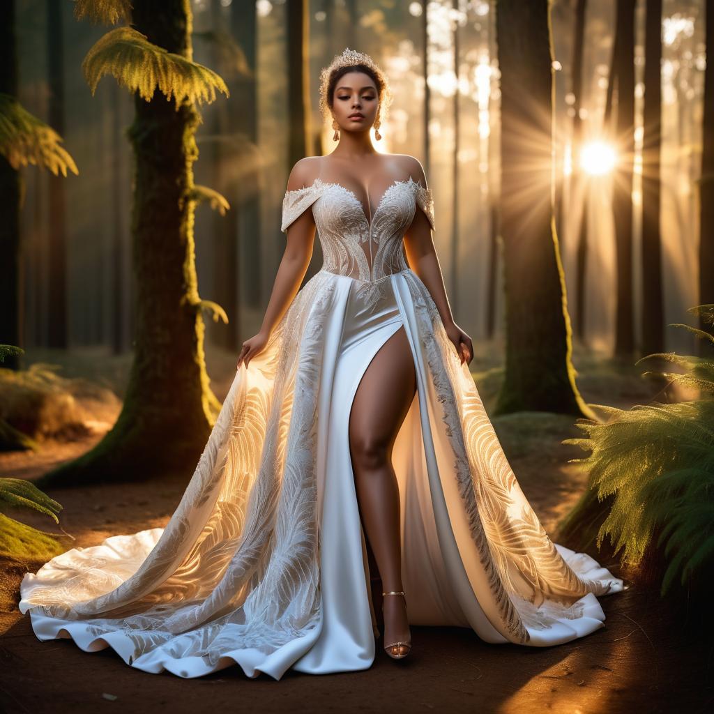 Stunning Model in Extravagant Sunset Gown