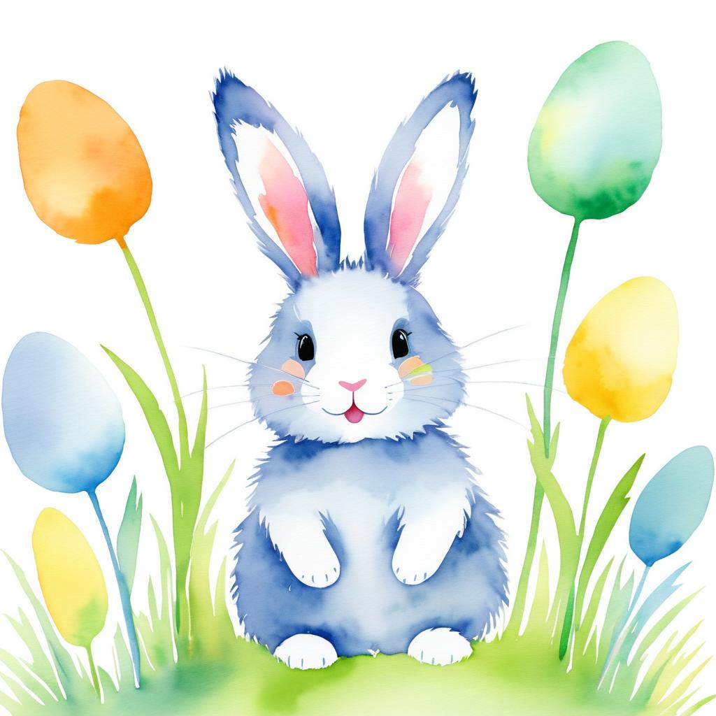 Joyful Watercolor Rabbit Illustration