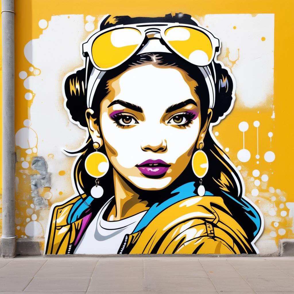 Cool Girl Creating a Mural Artwork