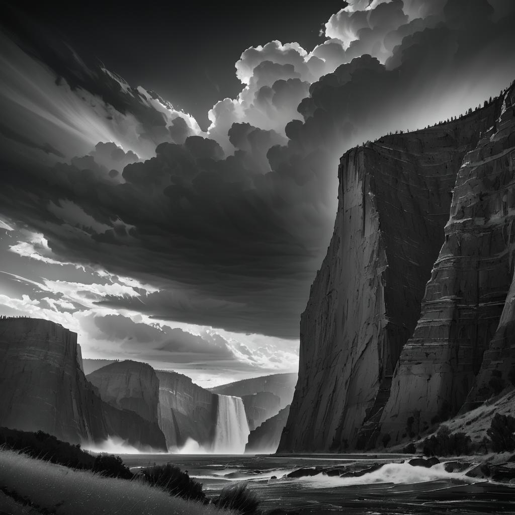 Dramatic Stormy Cliffs in Monochrome