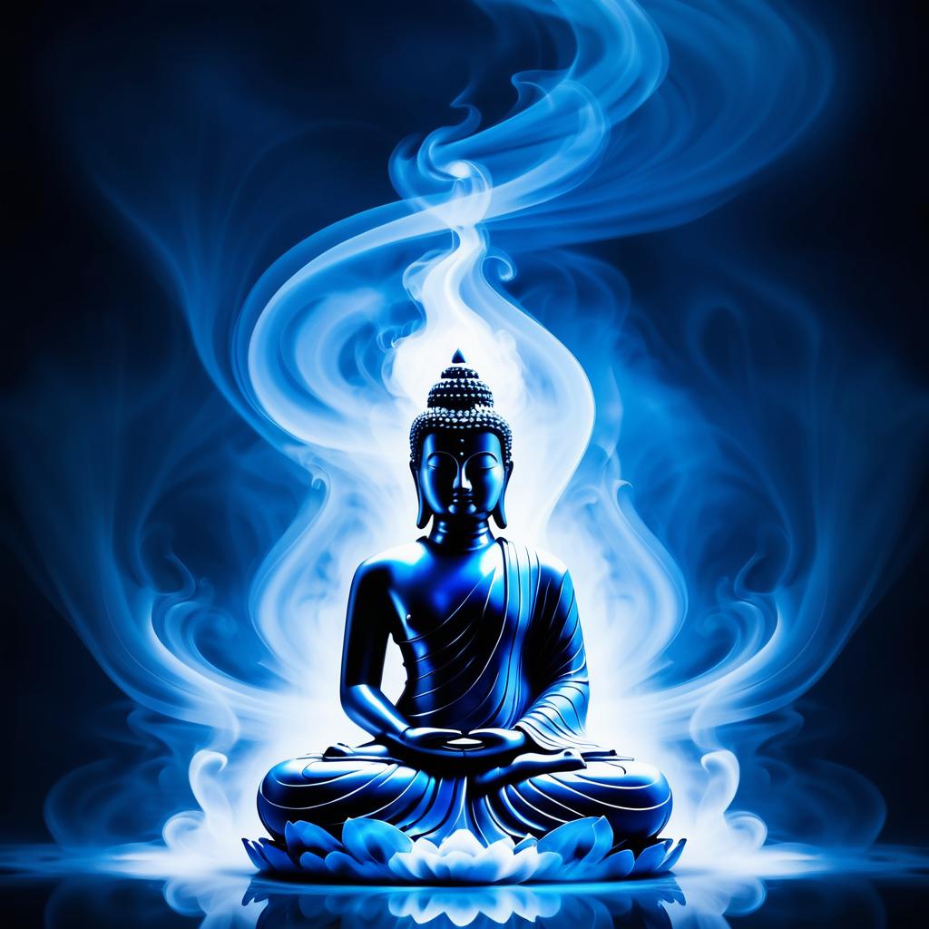 Serene Buddha Silhouette in Ethereal Smoke