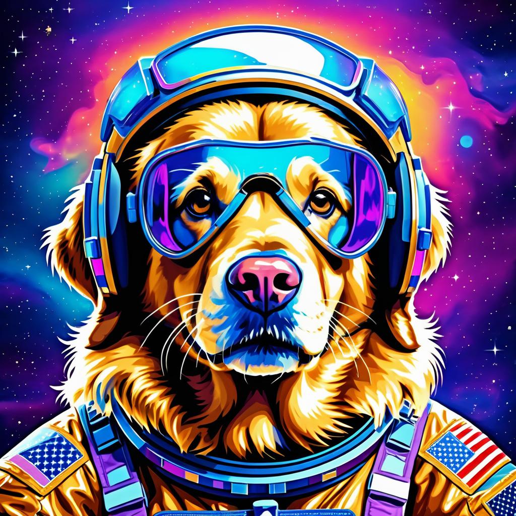 Astronaut Golden Retriever in Vibrant Style