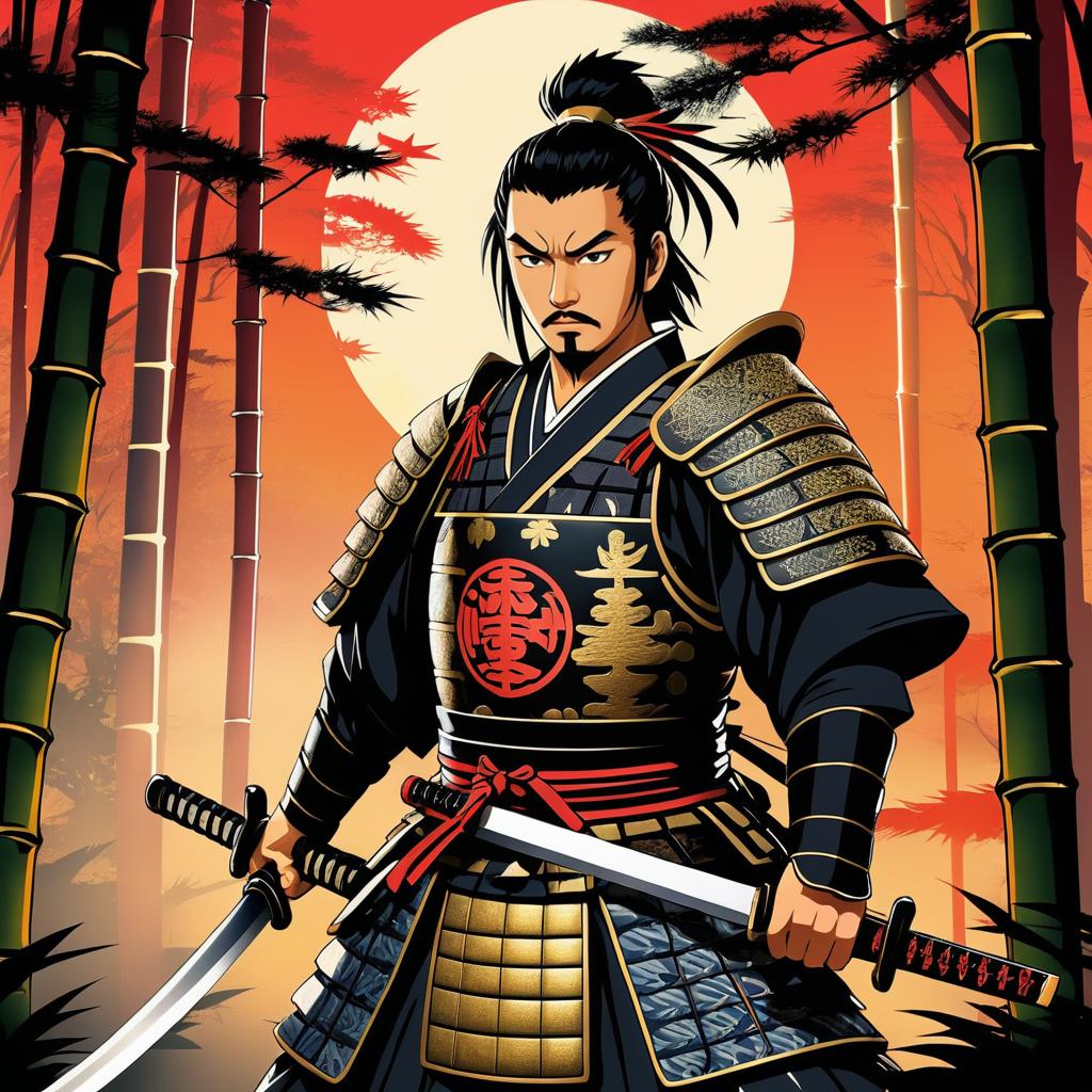 Samurai Warrior in Tranquil Bamboo Forest