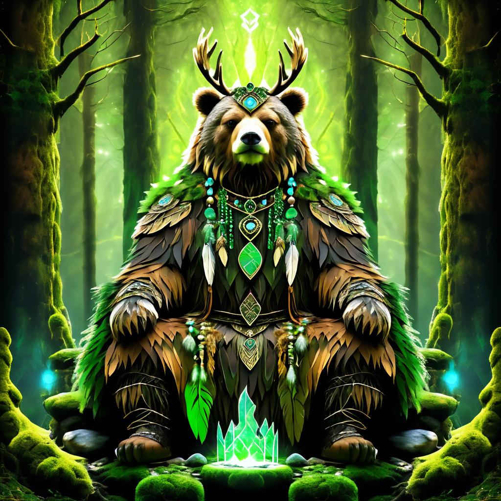 Mystical Bear Shaman in Enchanted Forest