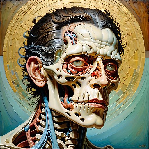 Tranquil Deformed Anatomical Portrait in Oil