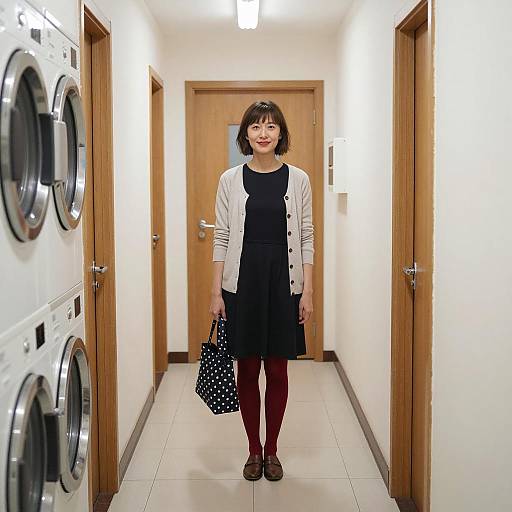 Stylish Woman in a Hallway Setting