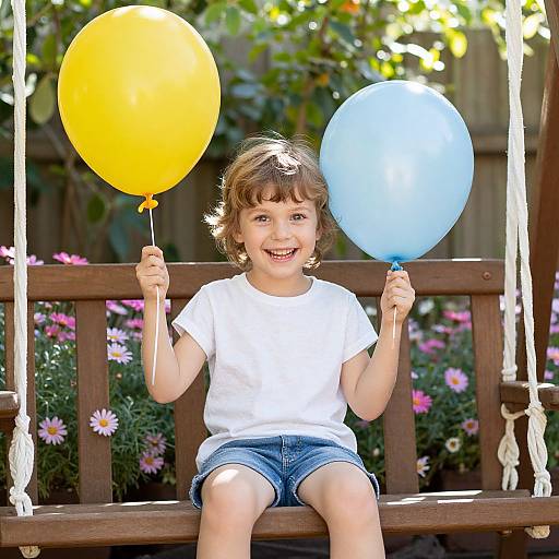 Joyful Child on Porch Swing