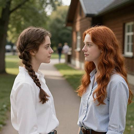 Sunlit Moment: Two Women on Path