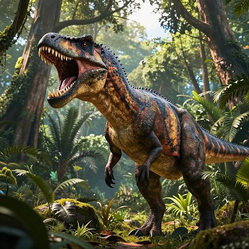 Fierce Giganotosaur Roaring in Jungle