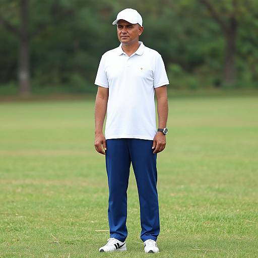 Man Standing on Grassy Field