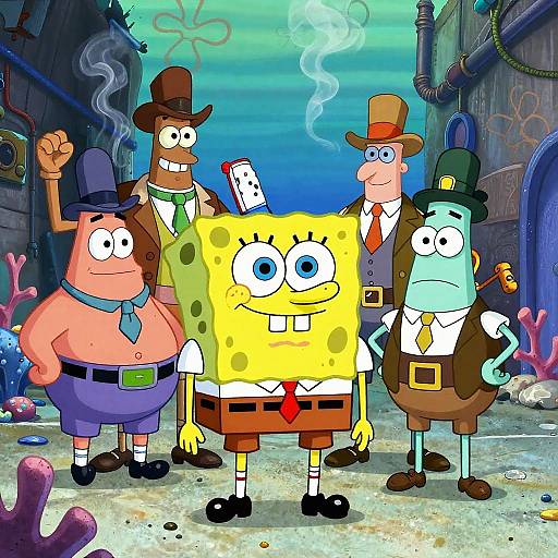 Spongebob Mobster Crew Underwater Alley