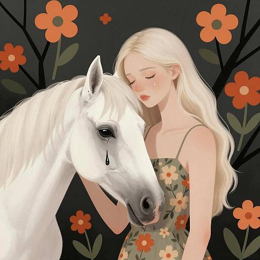 Melancholic Harmony: Woman and Horse