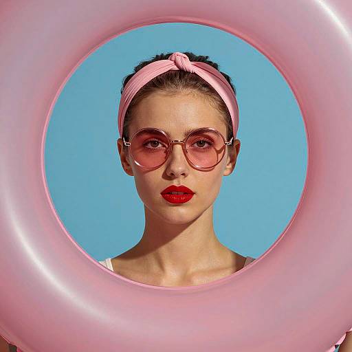 Chic Summer Portrait with Inflatable Ring