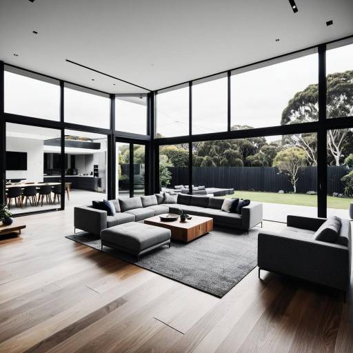 Modern Minimalist Living Room with Floor-to-Ceiling Windows