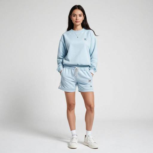 Casual Sporty Woman in Pastel Blue Set