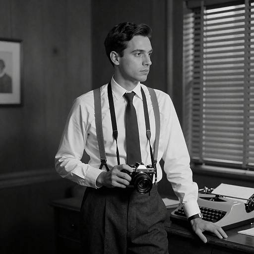 Vintage Photographer in Dim Room