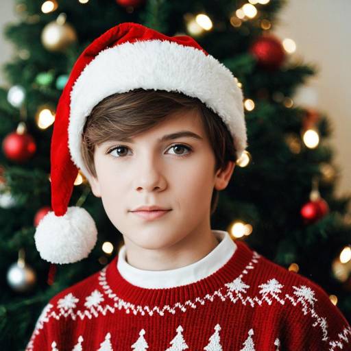 Boy in Santa Hat with Christmas Sweater