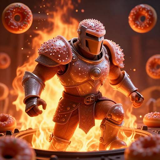 Sugar-Glazed Donut Warrior Emerges
