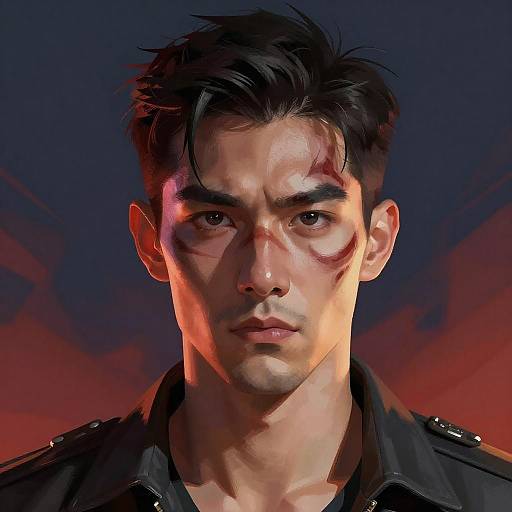 Portrait of Man with Facial Markings