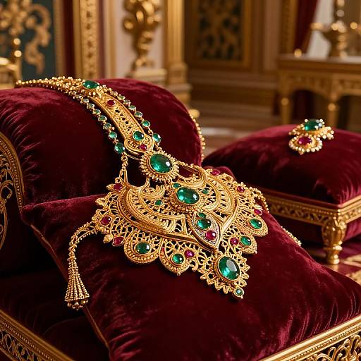Regal Jewelry in Ornate Royal Chamber