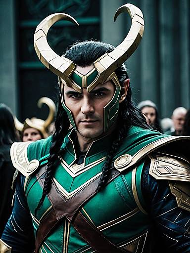 Man in Loki Cosplay Costume