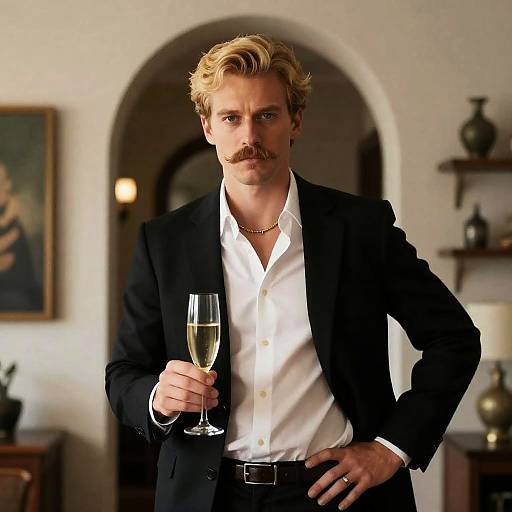 Sophisticated Man in Dimly Lit Room