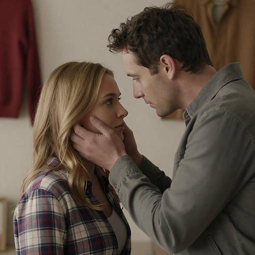 Man Holding Woman's Face Indoors