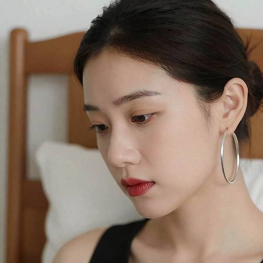 Contemplative Woman with Hoop Earrings