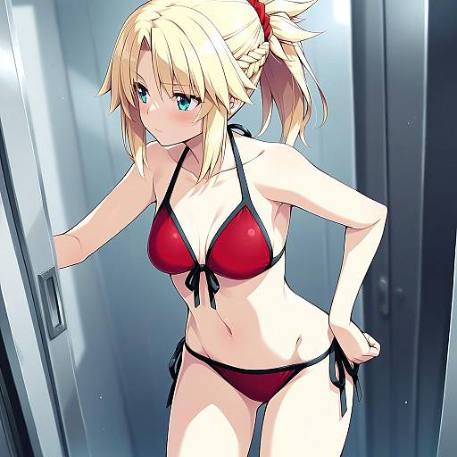 Illustration of Mordred (swimsuit rider) (fate), fate (series) in the style of Sakuraba yuuki