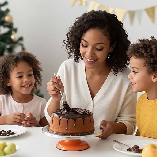 Young Black Woman Decorating Cake