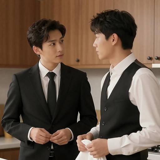 Elegant Conversation in a Kitchen