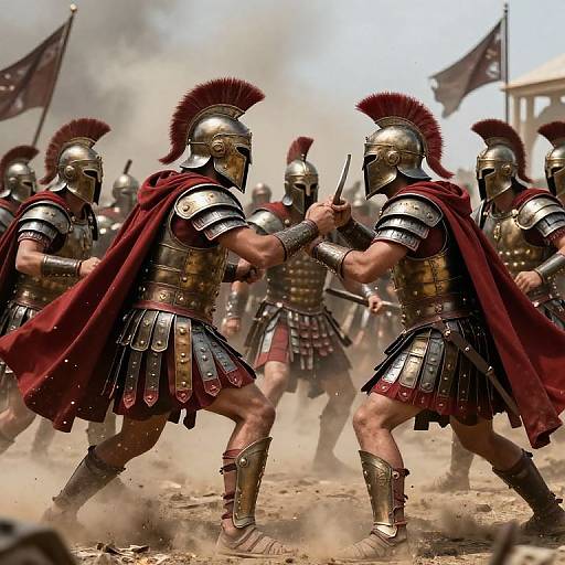 Spartan Warriors in Phalanx Battle