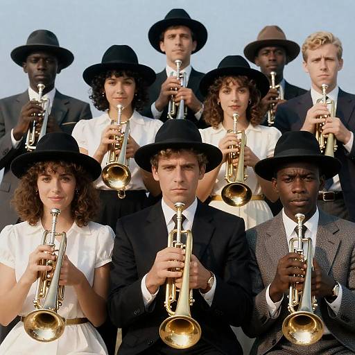 Diverse Group of Musicians in 1980s Fashion