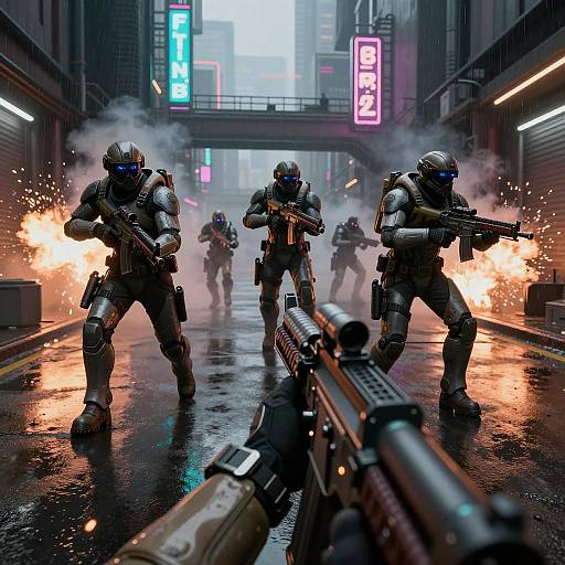 Futuristic Night-Vision Tactical Raid Scene