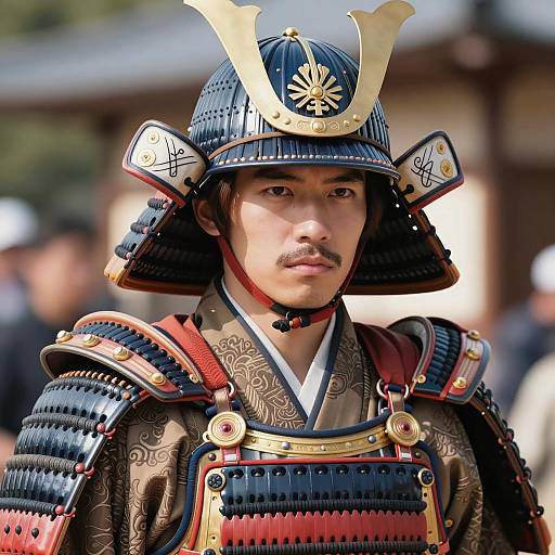 Close-up of a Traditional Samurai Warrior
