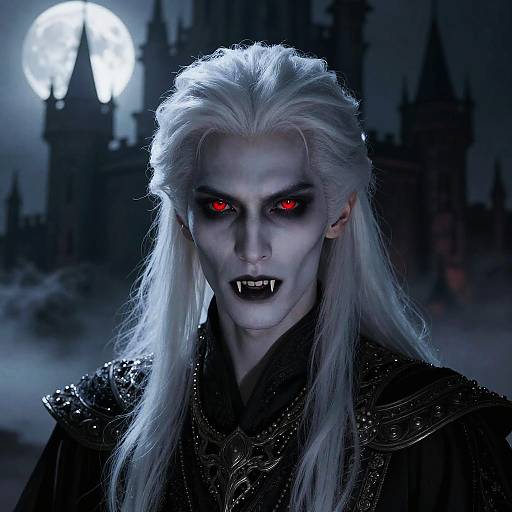 Eerie Vampire Portrait in Moonlight