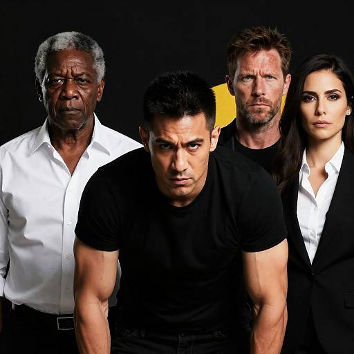 Diverse Group Portrait with Intense Expressions