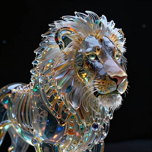 Hyperrealistic Glass Lion Portrait