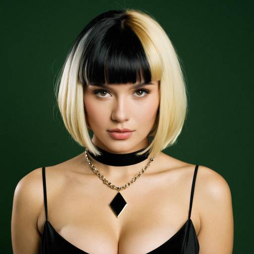 Stylish Black Bob Wig with Blonde Highlights